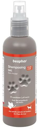 BEAPHAR Shampoo secco ultra morbido e profumato per gatti – con estratti naturali di bambù e acqua di rosa – rivitalizza e rinfresca il mantello – limita il sebo in eccesso – senza risciacquo – 200 ml