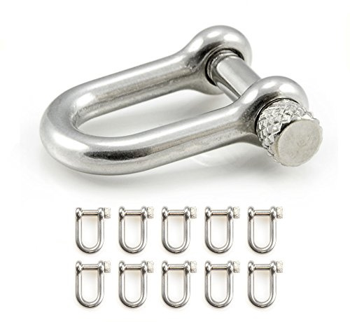Ganzoo 10er Set U-Schäkel aus Stahl in Silber, Größe S, Außenmaß 26x20mm, Öffnung 17x8mm, Schraubverschluss als Drehverschluss mit gutem Grip, für Paracord Armbänder, Kordeln, Gurte, Halsbänder
