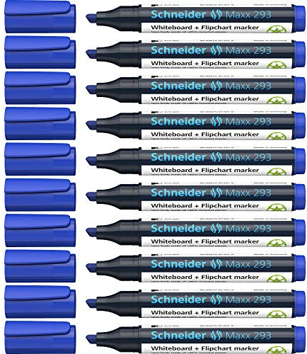 Schneider Maxx 293 Whiteboardmarker (Strichstärke: 2+5 mm, nachfüllbar) 10er Packung blau