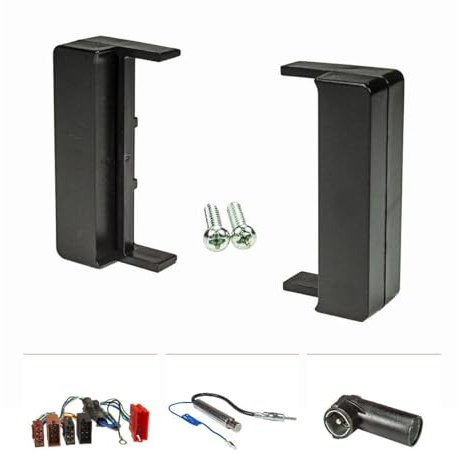 tomzz Audio 2403-004 Radioblende Set kompatibel mit Audi A2 8Z A3 8L A4 B5 TT 8N schwarz mit Aktivsystemadapter ISO Antennenadapter Phantomeinspeisung ISO DIN