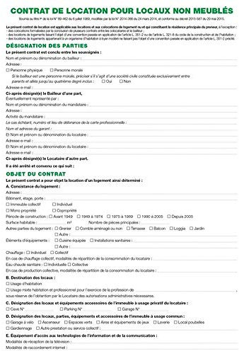 Feuilles Contrat de Location pour Locaux Non Meubles Telles Qu'Utilisees Dans les Dossiers Ref. 44