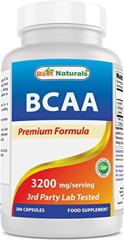 Best Naturals BCAA Branch Chain Amino Acid, 3200mg per serving, 200 Capsules - Pharmaceutical Grade - 100% Pure Instantized Formula | Pre/Post Workout Bodybuilding Supplement | Boost Muscle Growth