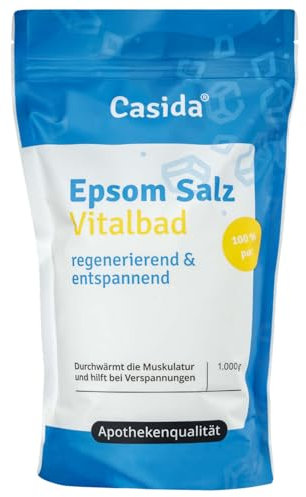 Casida - Sali di Epsom Bagno Vitale - magnesio per fare il bagno o per pediluvi - magnesio di solfato originale - altamente concentrato - la qualità delle farmacie - 1000g
