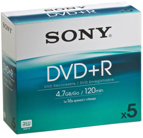 Sony Dvd+r 4.7GB DPR120 - Confezione da 5