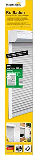 Schellenberg 20083 Vorbaurolladen Komplett-Set für Türen zum selbst montieren - 100 x 210 cm, Rolladen mit 45° Vorbaukasten, Aussenrolladen inkl. Führungsschienen, Rolladenpanzer Kunststoff etc.