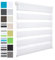 WOLTU Doppelrollo Klemmfix ohne Bohren Weiß B65 x H150 cm, Duo Rollo Zebrarollo Fensterrollo Klemmrollo Seitenzugrollo Easyfix lichtdurchlässig & verdunkelnd Rollos für Fenster und Tür