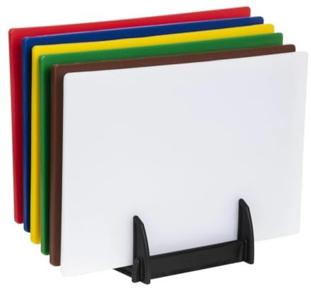 Hygiplas Colour Coded Chopping Board Set with Rack & Wall Chart 6 Pieces