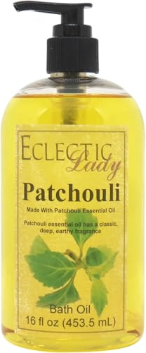 Patchouli Bath Oil - Scented Body Oil - Relaxing & Moisturizing Bathing Oil - Fragrance Body Oil For Dry & Rough Sensitive Skin - 16 oz
