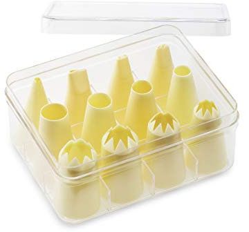 Juego de boquillas grandes Mix 2 (plástico PP), tamaño XXL, 12 piezas, varias boquillas en estuche de almacenamiento