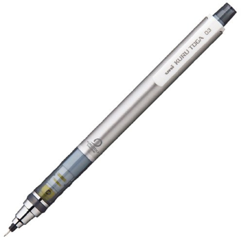 uni Kuru Toga Druckbleistift, Standardmodell, 0,3 mm, Silber (M34501P.26)