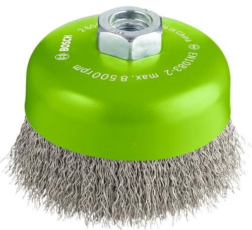 Bosch 1x PRO Stainless Steel clean Topfbürste, 100 x 0,3 mm, Gewinde | für Nichteisenmetalle, Stahl, Ø 100 mm, Professional Zubehör Großer Winkelschleifer
