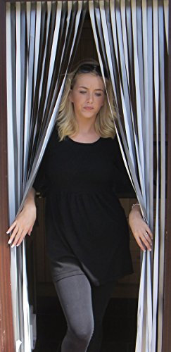 Heavy Duty Bug Blind,Fly Blind,Strip Curtain, Door Curtain -'WHITE/SILVER' - (80cm-Standard UK door size)