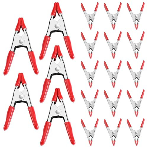 WORKPRO W001401A - Morsetti a molla in metallo con impugnatura rivestita in gomma, per bancarelle del mercato, 20 pezzi, colore: rosso