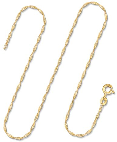 EDELIND Halskette Damen Singapurkette Gold 1,2 mm | Goldkette Damen Herren 333 375 585 750 Gelbgold Echtgold Kette Damen ohne Anhänger | Schmuck Geschenkbox