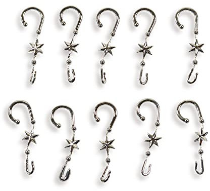 Riffelmacher 14384 - Aufhänger für Baumkugeln, 20 Stück im Beutel, S-Form mit Stern, Silber, Kugelaufhänger aus Kunststoff, Weihnachtsbaum, Dekoration, Weihnachten