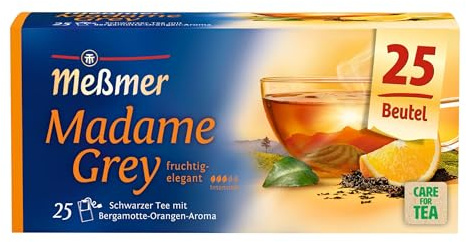 Meßmer Madame Grey | Schwarztee mit Bergamotte-Orangen-Aroma | 25 Teebeutel |Fruchtig-frisch