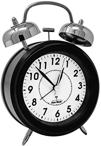 Sonnet SONNET-T-4678 Twin Bell Alarm Clock - Very Loud for Heavy Sleepers and Hearing Impaired - Battery Operated Blue Backlight - for Teens and Senior Citizens, 3/8” Digits, Black