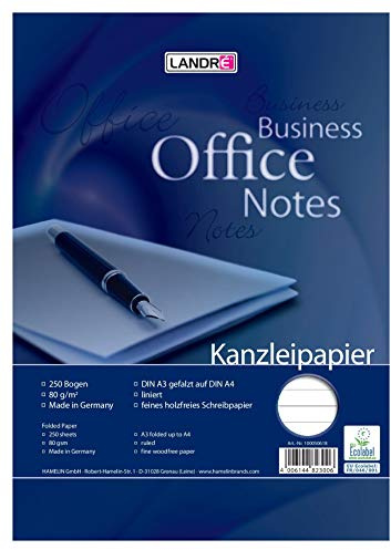 herlitz Kanzleipapier A3 auf A4 gefalzt, liniert, ohne Rand, 80 g/m², 250 Kanzleibögen