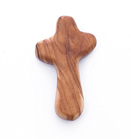 Zuluf Olive Wood Holding Small hand held Cross Bethlehem Holy Land (OW-CRS-001)
