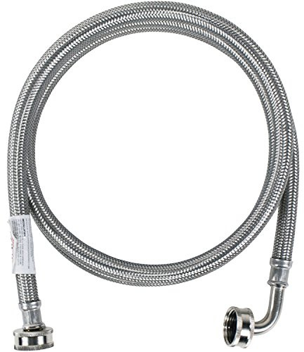 Certified Appliance Accessories Braided Stainless Steel Washing Machine Hose with Elbow, 6ft