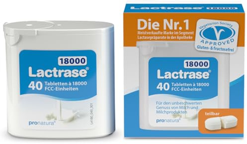 pro natura Lactrase 18000 – 40 Lactase Tabletten bei Lactose-Intoleranz, für den unbeschwerten Genuss von Milch und Milchprodukten