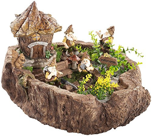 Royal Gardineer Gartenzwerg Haus: Handgefertigter Blatthaus-Zwergengarten, wasserfest (Mini-Garten-Deko, Mini-Garten-Dekos, Zimmerbrunnen)