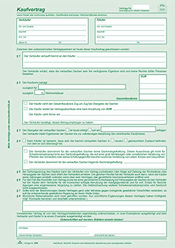 RNK 584/10 - Universal-Kaufvertrag, selbstdurchschreibend, 2 Blatt, DIN A4, 10 Verträge