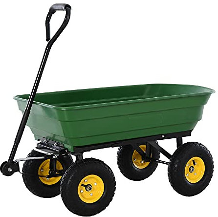 HOMCOM Chariot de Jardin a Main Garden cart Truck cuve basculante Max. 250 Kg