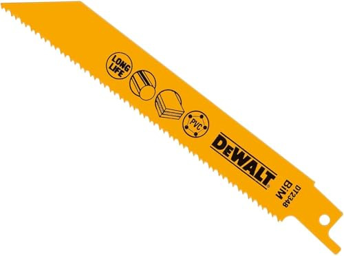 Dewalt Säbelsägeblätter DT2348 (Bi-Metall-Blatt für Schnitte in Sandwichmaterialien bis 100 mm und Metall bis 10 mm, ½“ Universalschaft,hohe Stabilität und Verschleißfestigkeit)