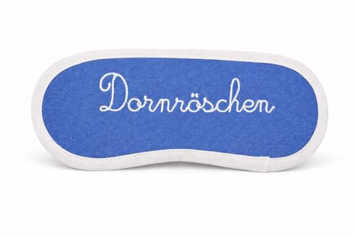 Schlafmaske Damen Baumwolle – Augenmaske Dornröschen, blau weiß geblümt, Schlafbrille mit Gummiband, weich & bequem