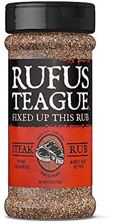 Rufus Teague Steak Rub 176g – Bold Dry Rub for Beef & Steaks – Smoky BBQ Spice with Pepper, Garlic & Herbs – Gift for Men & Grill Lovers