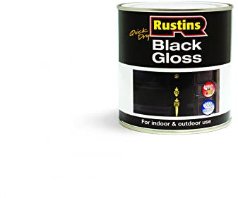 RUSTINS Black Gloss Paint 250ml- Fast-Drying Water-Based Coating for Wood and Metal; Durable Hard-Wearing Finish with Smooth Gloss Shine; Low Odour Sustainable Solution for Home and Trade Use