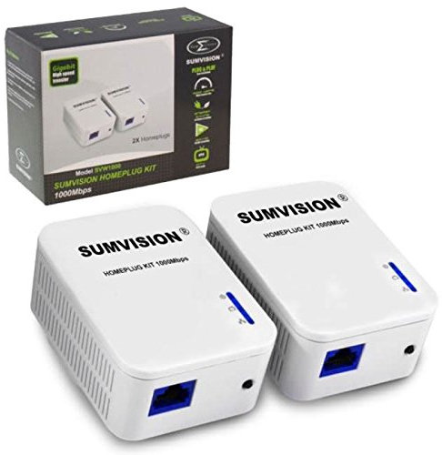 Sumvision® Powerline HomePlug Adaptors 1000Mbps Gigabit Twin Network Homeplug Powerline Adaptors