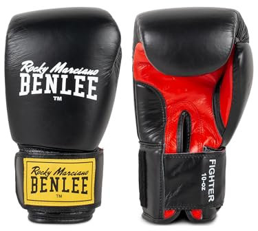 BENLEE Boxhandschuhe aus Leder Fighter, Black/Red, 12 oz