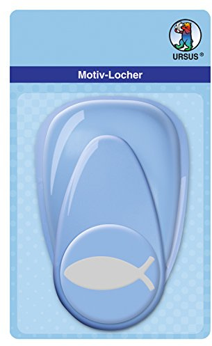 Ursus 19450086 - Motivlocher mit Hebel maxi, Fisch, blau, ausgestanztes Motiv ca. 50,8 mm, aus Kunststoff mit Metallstanze, geeignet für Grammaturen von 160 220 g /qm