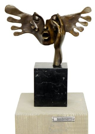 Kunst & Ambiente - Maske aus Bronze - Der Schreck - signiert - Skulptur - Bronzefigur - Deko Figur - Wohndeko