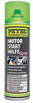 PETEC Profi Motorstarthilfe Spray Starthilfe Spray 500 ml Kaltstartmittel geeignet für PKW, LKW, Motorrad,Boot, Rasenmäher, Bau- und Landmaschinen alle Motorarten