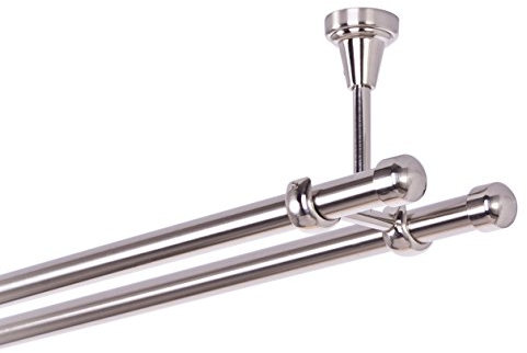Asta per tenda 19 mm 2 vie fissaggio a soffitto effetto acciaio inox metallo nuovo (200)