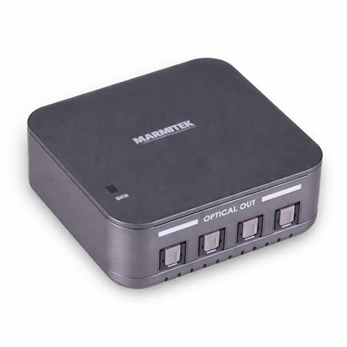 Marmitek Split TS14 - Toslink Splitter 1 Ein 4 Aus 192 kHz S/PDIF Audio | Optischer Audio Splitter für TV, Verstärker und Heimkino, ohne Verzögerung, Dolby Digital, DTS, LPCM und Plug & Play