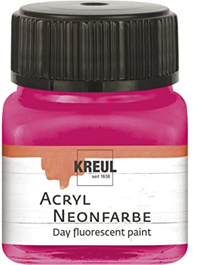 KREUL 77263 - Acryl Neonfarbe, 20 ml Glas in neonpink, fluoreszierende Acryl - Tagesleuchtfarbe auf Wasserbasis, cremig halbdeckend mit intensiver Leuchtkraft auf weißem Untergrund