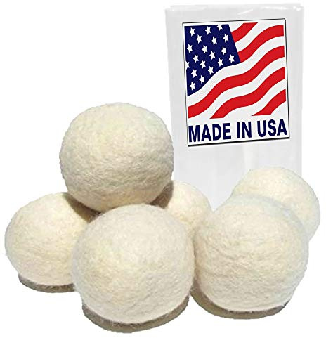 A Little Green Bee 6 Eco-Friendly Wool Dryer Balls -Set of Six 100% Handmade, Natural and Unscented