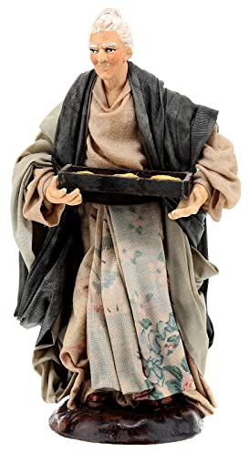 Holyart Presepe Napoletano: Donna con cesto di pane 18 cm presepe Napoli