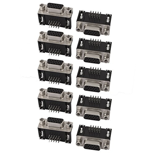 sourcing map 10Stk. DB 15 Polig 3 Reihe Buchse D-SUB VGA Stecker DE DE | PCB Montage rechtwinklig