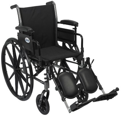 Drive Medical Cruiser III Light Weight Wheelchair with Flip Back Removable Arms, Adjustable Height Desk Arms, Elevating Leg Rests, 18''