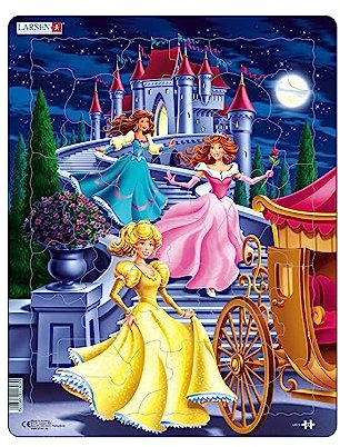 Larsen US5 Rahmenpuzzle für Kinder I Prinzessinnen verlassen den Ball I Puzzle ab 4 Jahre I Schönes Kinderpuzzle mit 35 Teilen I Spiel, Spaß & Lernen