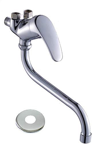 HST | Spültischarmatur | Küchenarmatur | Niederdruck | Wand - Einhebelmischer Wasserhahn | HSTA10 (18cm & 25 cm Auslauflänge, inkl Panzerschlauchset, Druckminderer, Ersatzkartusche)