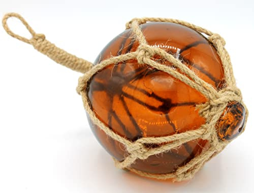 Sea-Club Fischerkugel Maritime Deko Glas & Tauwerk/Sisal Ø=10cm Amber