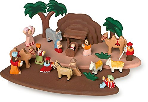 1839 Gioco del presepe small foot, realizzato in legno intagliato a mano, con tutte i personaggi della storia della Bibbia, dai 3 anni in poi