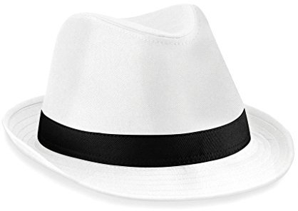 Beechfield Fedora in white/black size L/XL Large / X-Large,Weiß/Schwarz