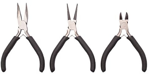 Vaessen Creative Juego de 3 Hacer Joyas y proyectos de Bricolaje Punta Redonda, alicates curvos, cortadores Laterales, Acero aleado, Azul, 11.5 x 4.5 x 1 cm, 3